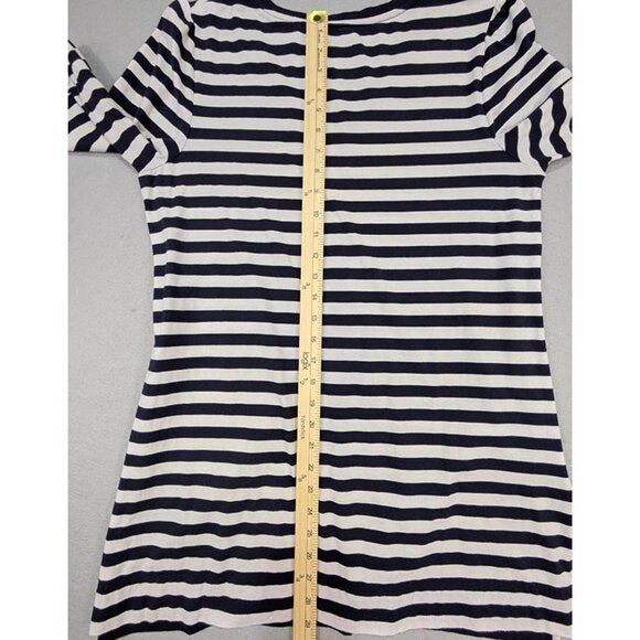 Chico's Ultimate Tee Tunic Womens M Navy Breton Stripe Nautical French Chic - Picture 7 of 10